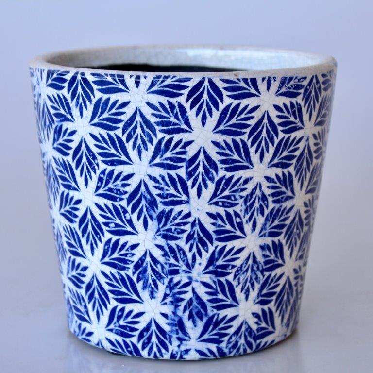 BLUE ROUND STAR PLANTER  14X16CM